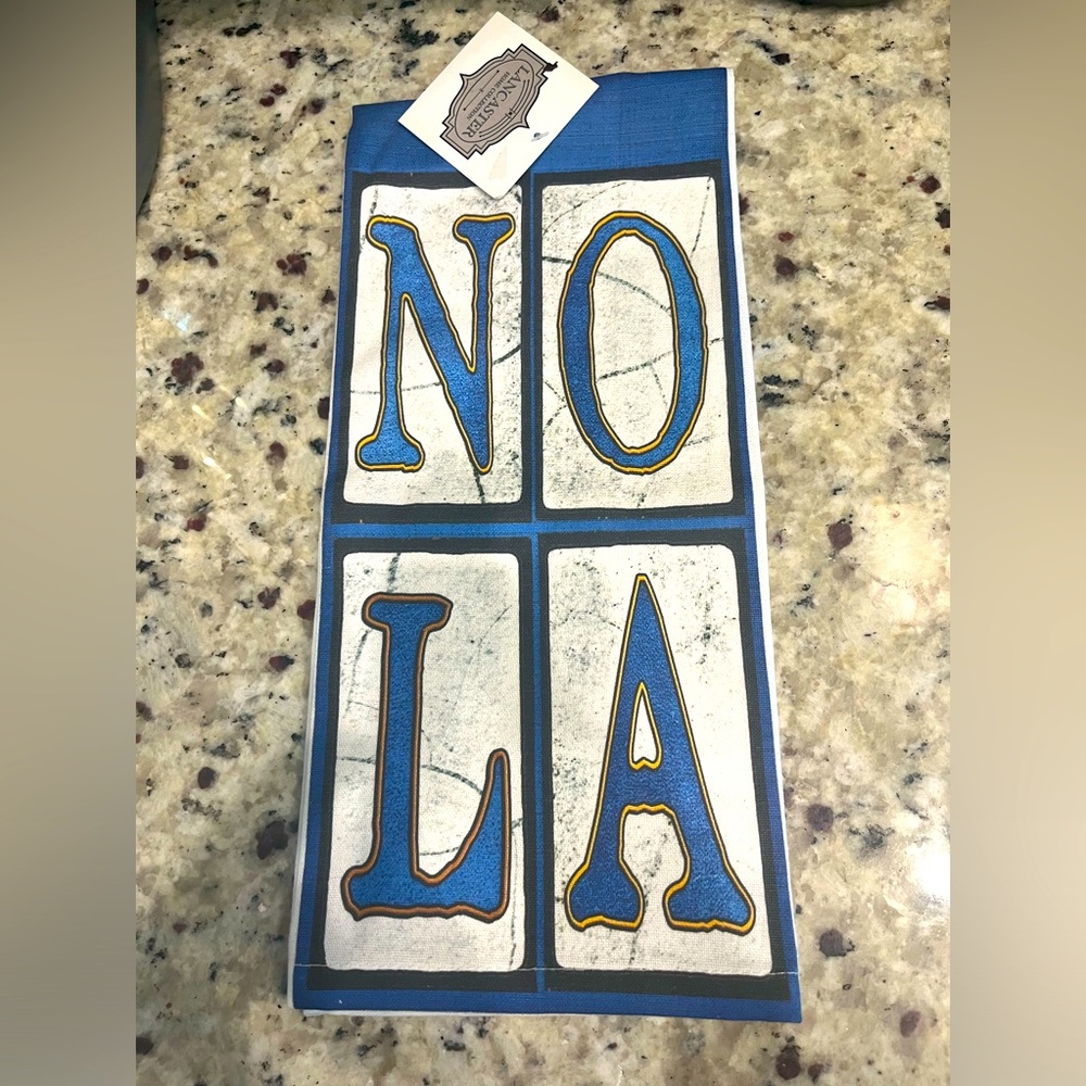 Nola New Orleans dish towel blue and white classic street sign lettering NWT
